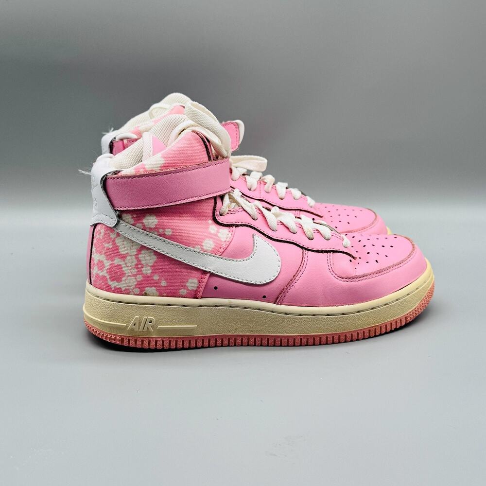 Nike Shoes Womens 6 Pink Air Force 1 High Top Floral Ankle Strap AF1 Sneakers